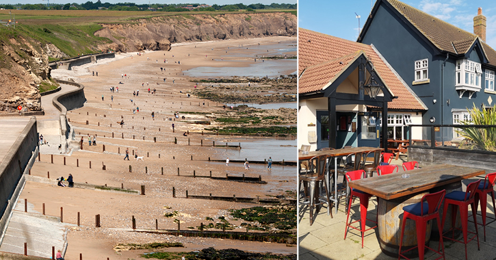 Seaham Beach and outdoor area at The Crows Nest Pub